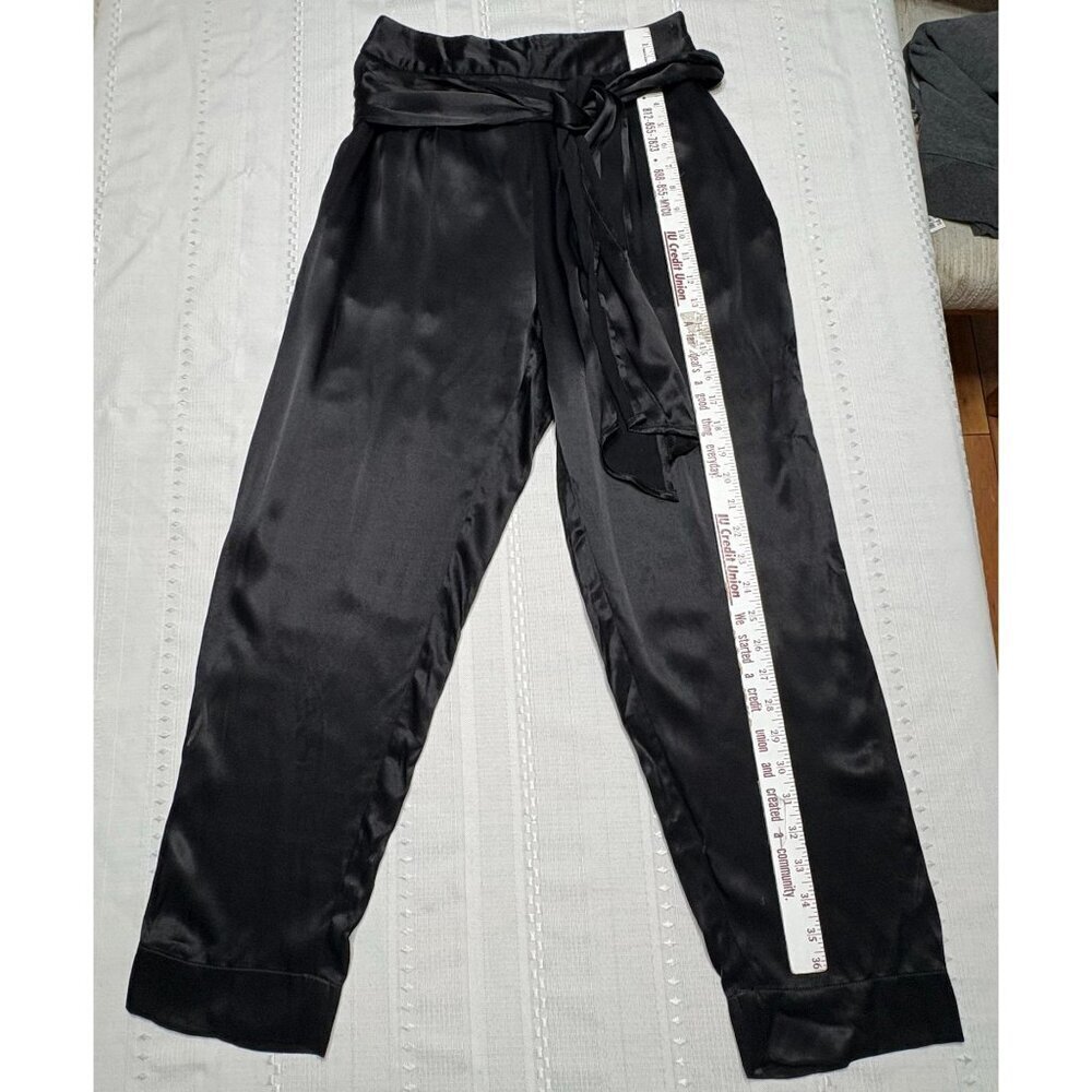 Anthropologie Ettitwa Size 6  lack High-Waisted Tie-Waist Pants Viscose Career - Picture 3 of 10